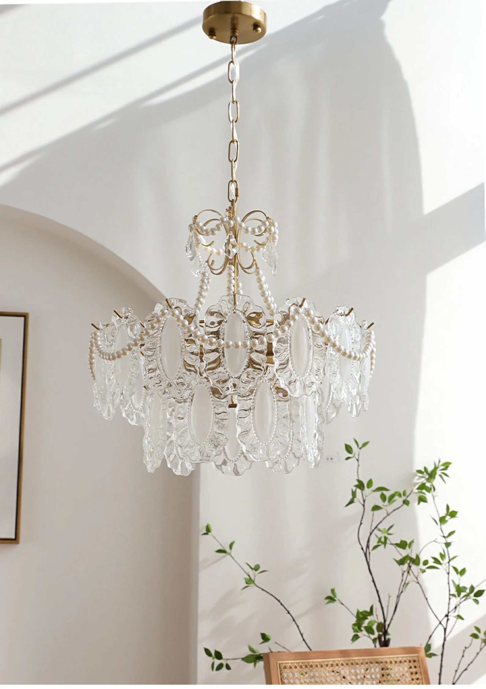 Classic French Pendant Light, Vintage Style Glass Chandelier, Living Room LED Art Chandelier, Pen... | Etsy (US)