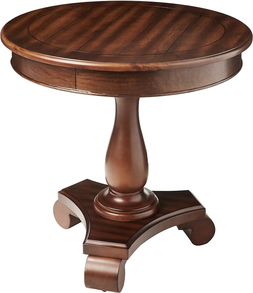 Roundhill Furniture Rene Round Wood Pedestal Side Table, Espresso | Amazon (US)