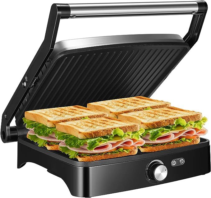 OSTBA Panini Press Grill Indoor Grill Sandwich Maker with Temperature Setting, 4 Slice Large Non-... | Amazon (US)