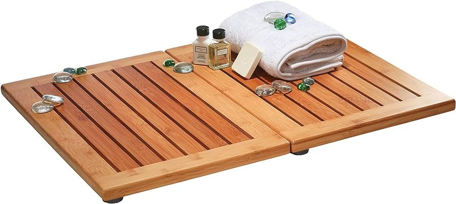 Bambüsi Premium Bamboo Bath Mat - Foldable Wood Shower Mat for Easy Storage, Non-Slip Bathroom M... | Amazon (US)