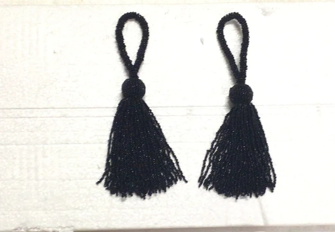 Package of 2 Decorative Black Seed Beads Tassels. DW01 - Etsy | Etsy (US)