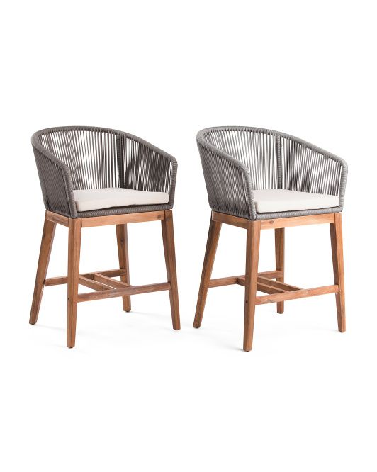 Set Of 2 Indoor Outdoor Curved Back Rope Counter Stools | TJ Maxx