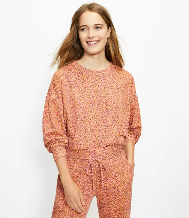 Lou & Grey Petaled Cozy Cotton Terry Sweatshirt | LOFT