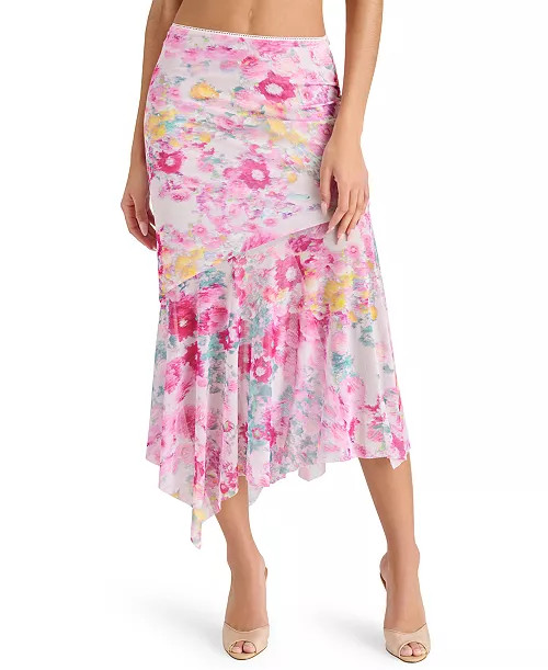 Steve Madden Women's Lacie Printed Asymmetric Midi Skirt - Macy's | Macy's