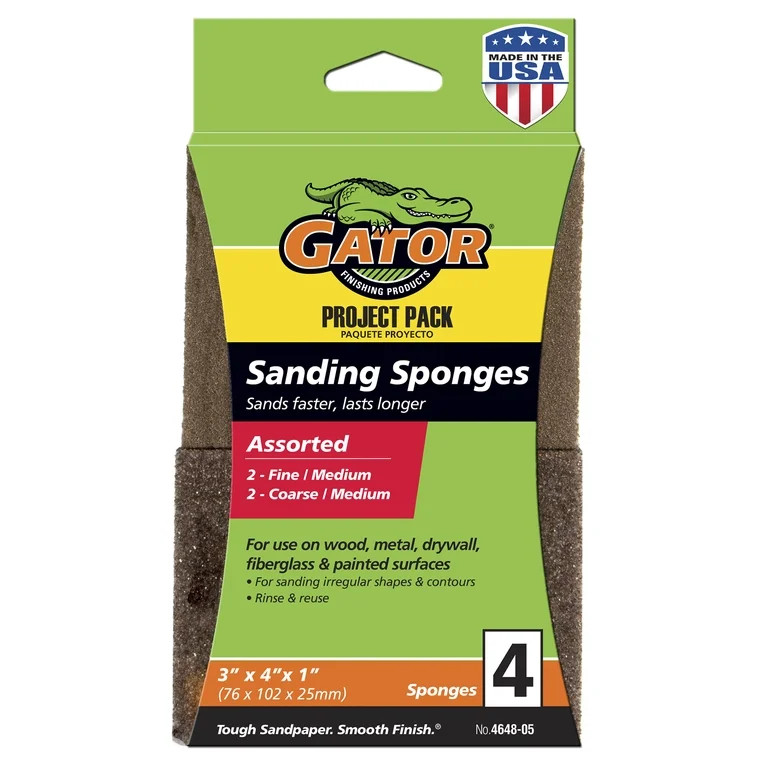 Gator 464805 3 in x 4 in x 1 in Assorted Grit Sanding Sponges Combo Pack, 4 Pieces | Walmart (US)
