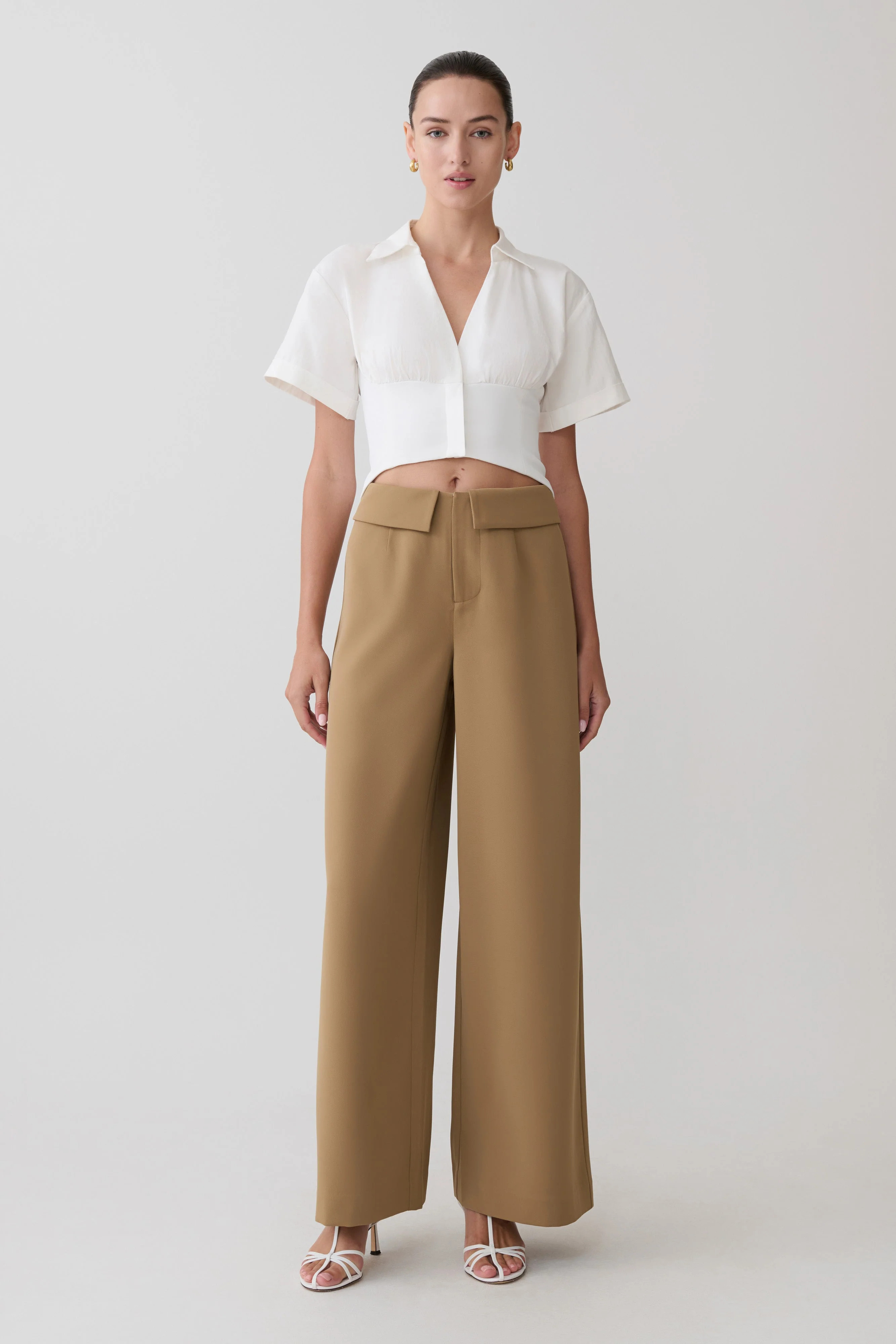 Wide Leg Suiting Pants - Camel | MESHKI US