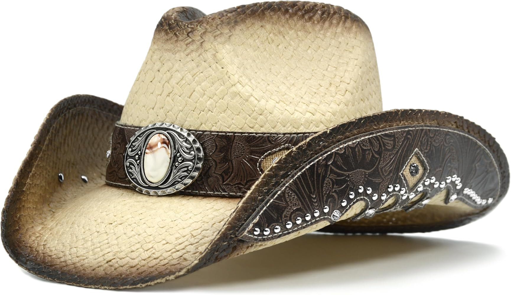 FLUFFY SENSE. Cowboy Hats for Women and Men Straw Western Hat Embroidered Cowboy Hat for Cowboys ... | Amazon (US)