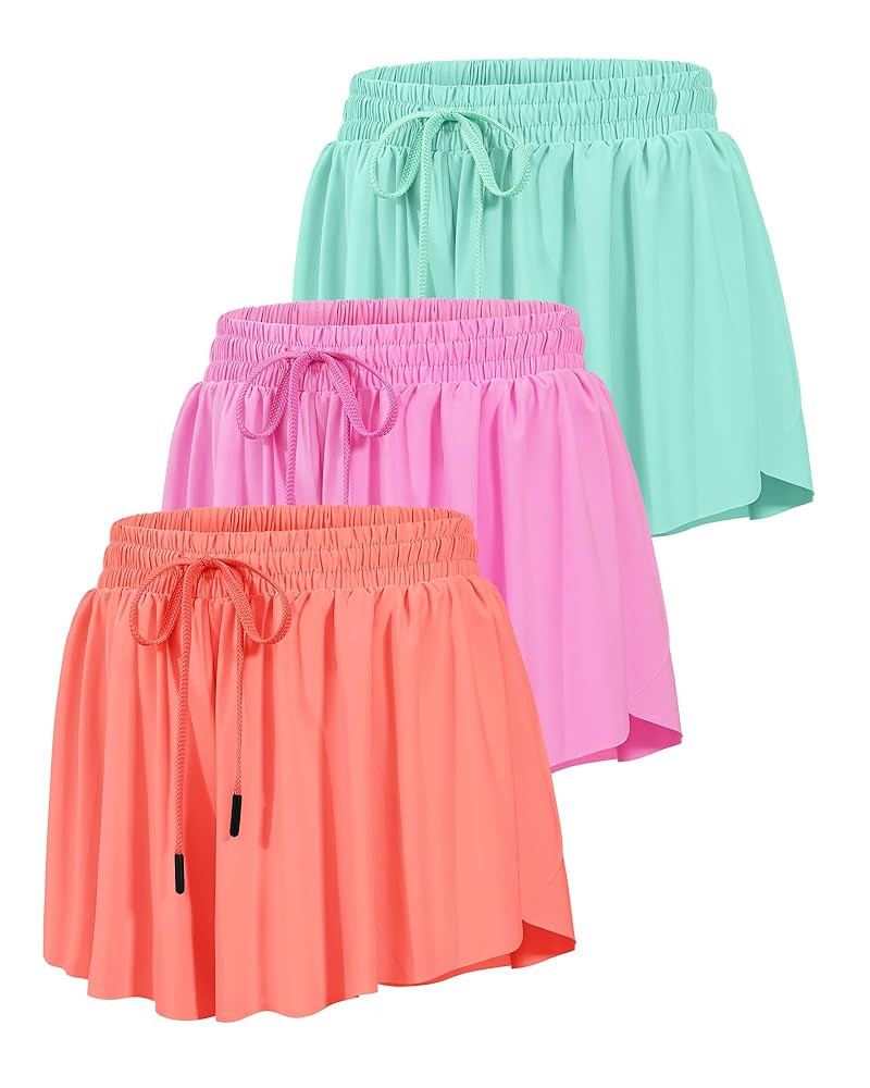 HASMES Girls Butterfly Shorts Teen Flowy Athletic Shorts for Running Dance Cheer 5-14Y | Amazon (US)