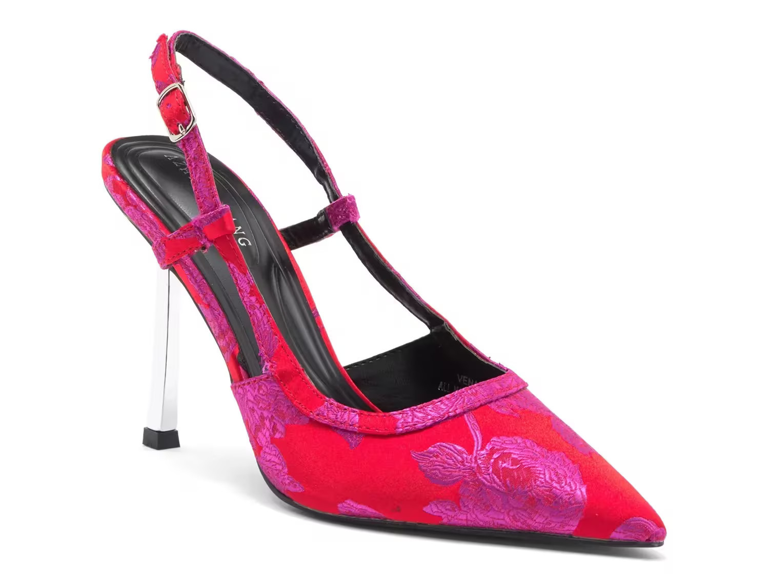 Azalea Wang Vena Pump | Women's | Pink/Red Floral Print | Size 6.5 | Pumps | Slingback | Stiletto | DSW