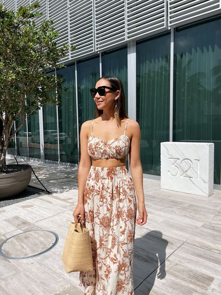 I found a similar outfit to this matching set that is currently available at Abercrombie that is currently on sale (linked as exact item) 

resort wear / summer / spring / beach / vacation 

#LTKTravel #LTKStyleTip #LTKFindsUnder100