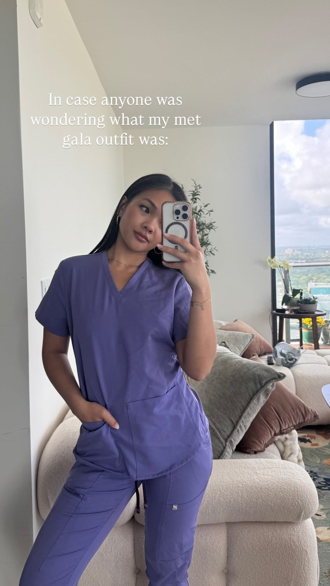 In case anyone was wondering what my met gala outfit was: @fableticsscrubs