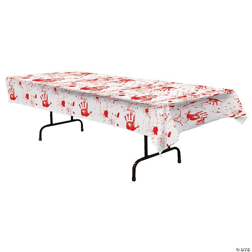 54" x 108" Bloody Handprints Tablecover | Oriental Trading Company