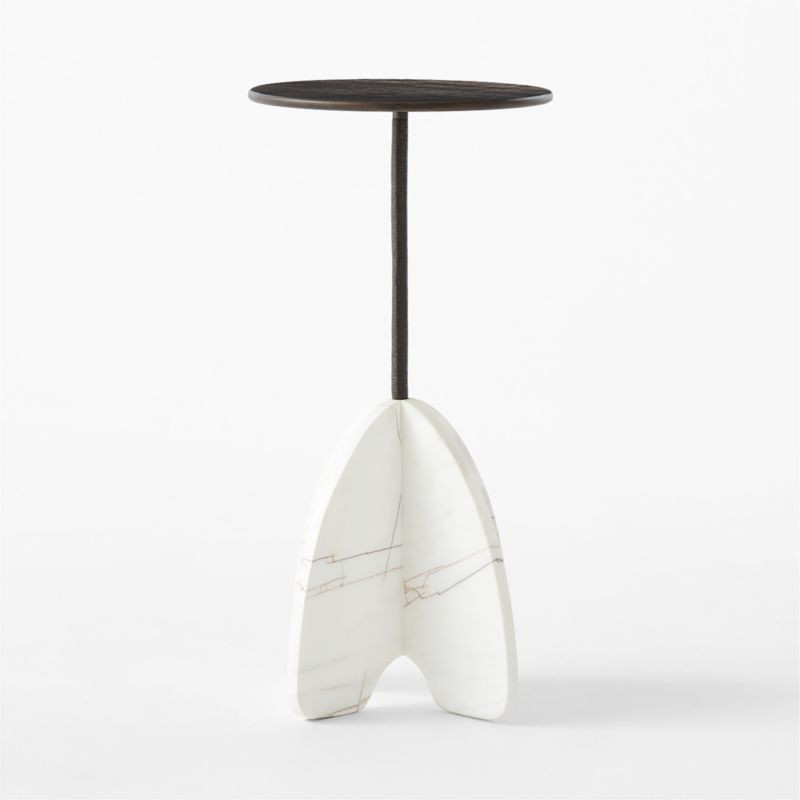 Spazio Bronze and White Marble Side Table | CB2 | CB2