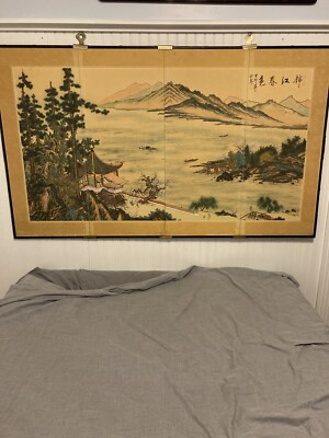 Chinese Silk Screen Bi-fold Wall Hanging | eBay US