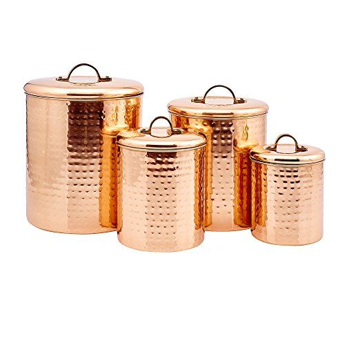 4 Piece Dcor Copper "Hammered" Canister Set | Walmart (US)