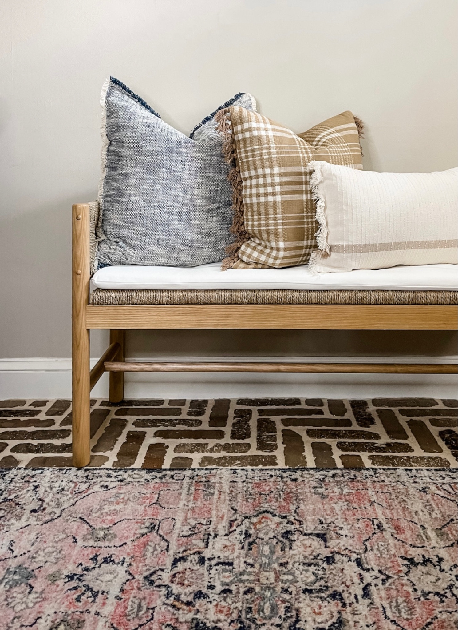 Starting to incorporate bits and pieces of fall. 🍂

#falldecor #fallhomedecor #wovenbench #pillows #fallpillows

#LTKSeasonal #LTKhome #LTKstyletip