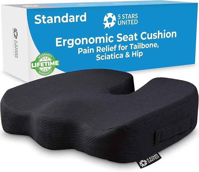 5 STARS UNITED Seat Cushion for Desk Chair - Tailbone, Coccyx Sciatica Pain Relief - Office Chair... | Amazon (US)
