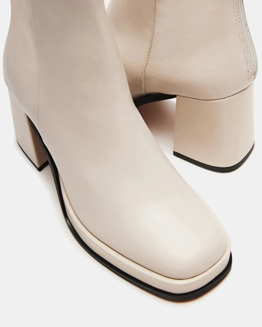 MAXXY Bone Leather Block Heel Ankle Bootie | Women's Booties | Steve Madden (US)