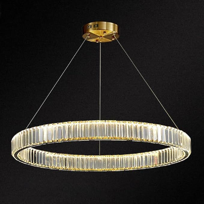 Pendant Light, Modern Circular Chandelier Lights Crystal 1 Light Chandelier Pendant Light (Gold-R... | Amazon (US)