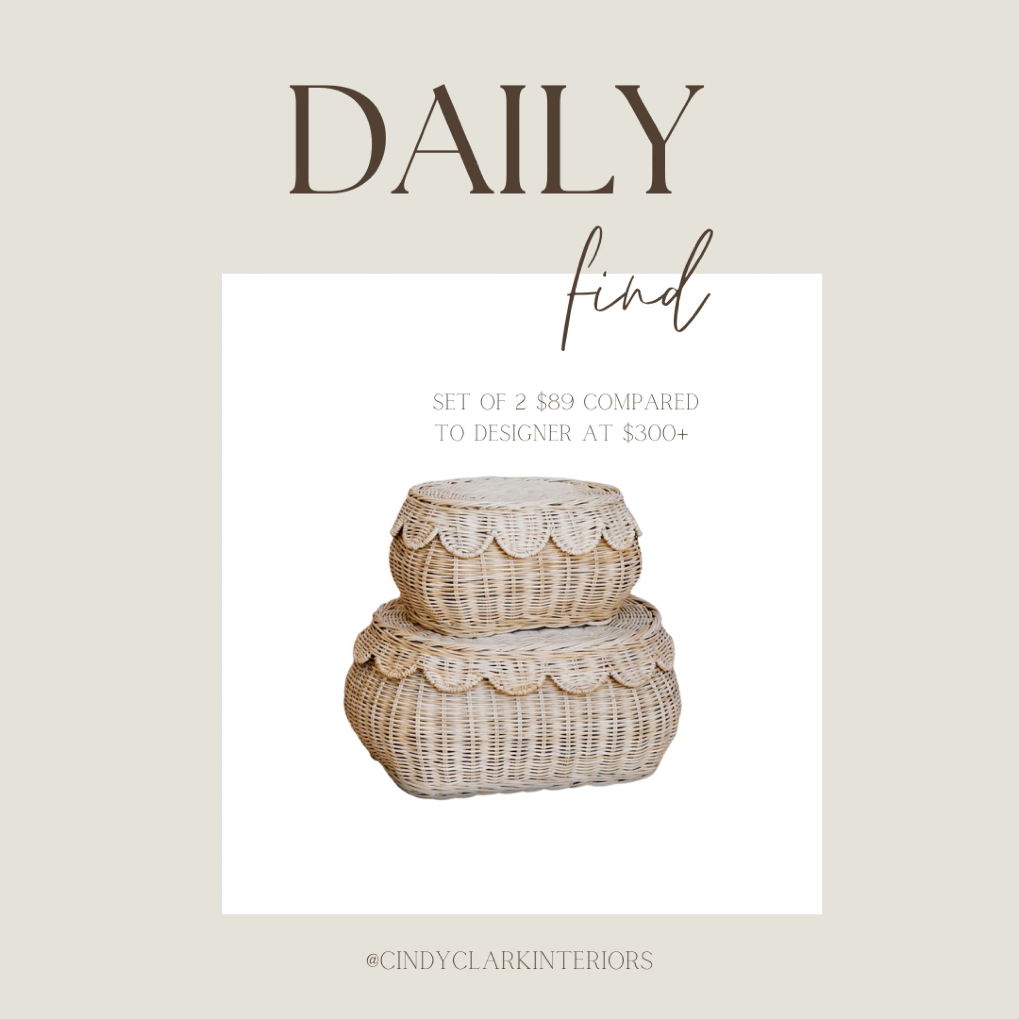 The sweetest wicker scalloped baskets! These come in a set of two and the lids can double as trays. Only $89 on Amazon compared to designer ones at $300! 

#LTKstyletip #LTKhome