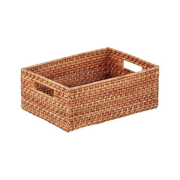 Medium Rattan Bin w/ Handles Natural | The Container Store