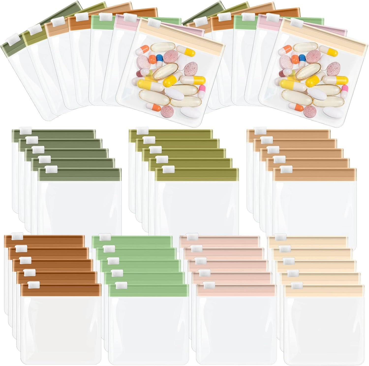 3 x 3 Inch Sage Green Blank 35 Pcs Pill Pouch Bags Zippered | Amazon (US)