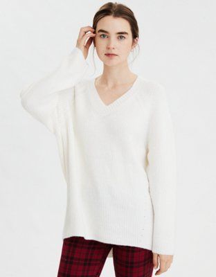 AE V-Neck Oversized Sweater | American Eagle Outfitters (US & CA)