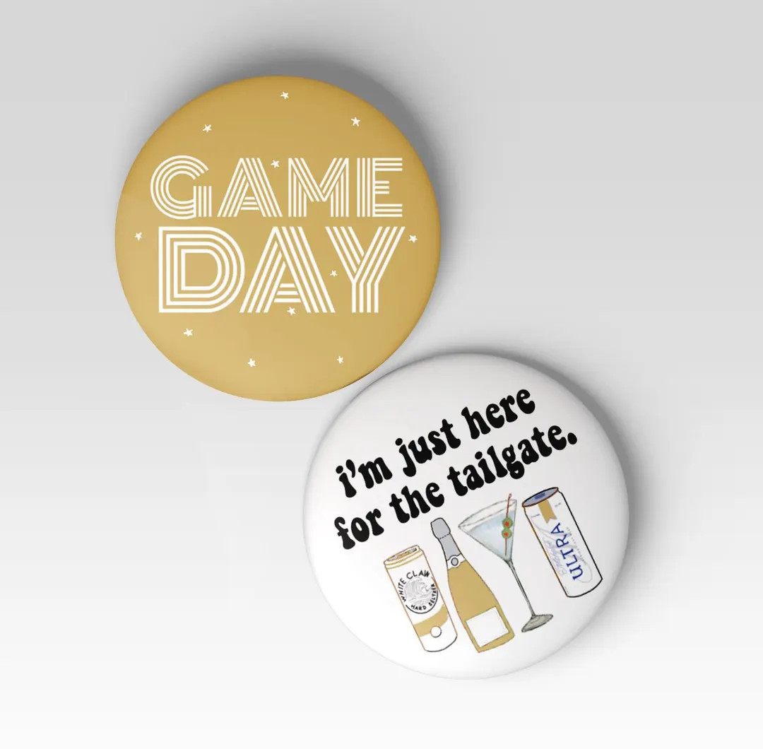 Gold Game Day Tailgate Buttons | Game Day Pins | College Football | Tailgate Buttons | Football B... | Etsy (US)