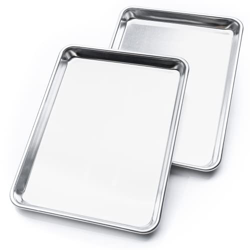 KITCHENATICS Quarter Sheet Baking Pans, Premium Quality Aluminum Cookie Sheet Set - Oven Safe, Nonstick, Rimmed Cooking Trays, 1/4 Baking Sheets for Oven, Roasting, Baking - 9.6" x 13" IN, Set of 2 | Amazon (US)