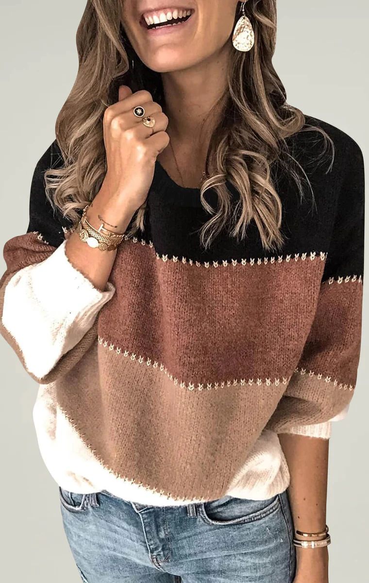 Shop Women's Color Block Long Sweater - Trendy & Cozy | Angashion Fashion Trends
