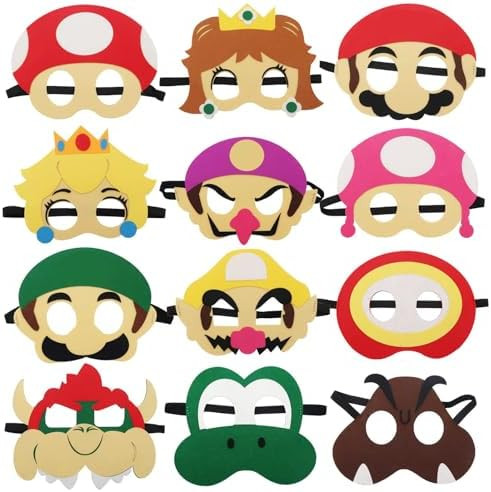 12Pcs Felt Mask, Birthday Game Themed Masks, Cosplay Party Masks, Felt Masks, Children's Party Ma... | Amazon (US)