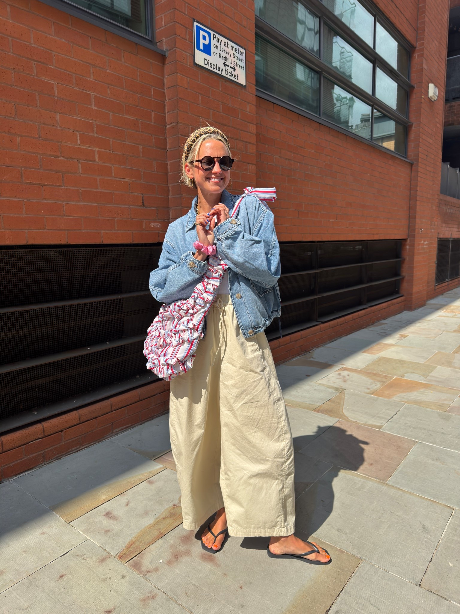 Cos barrel leg trousers, denim jacket, Havaianas, damson madder bag 
Summer outfit inspo 

#LTKstyletip #LTKsummer #LTKuk