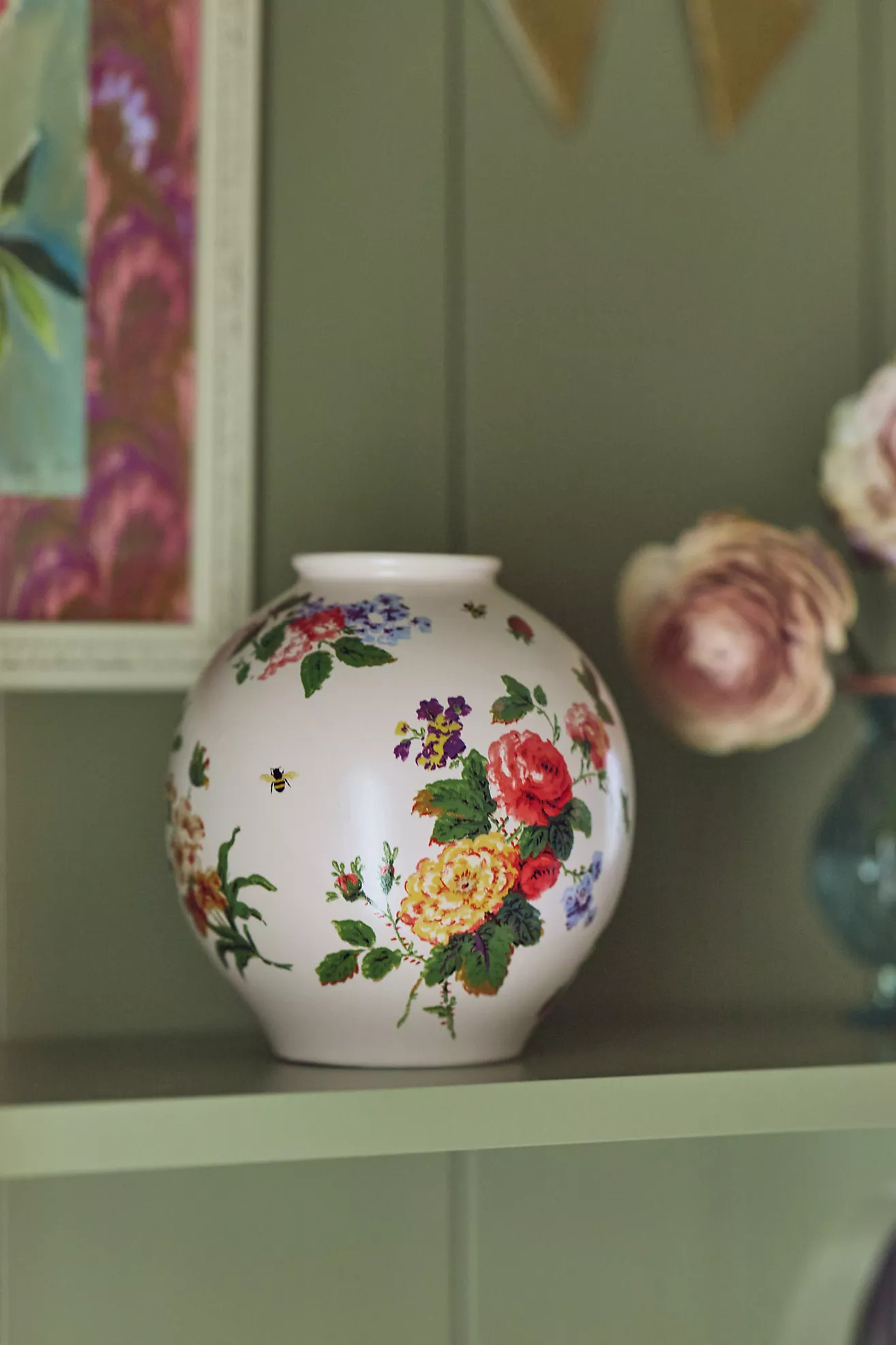 Camille Floral Ceramic Vase | Anthropologie (US)
