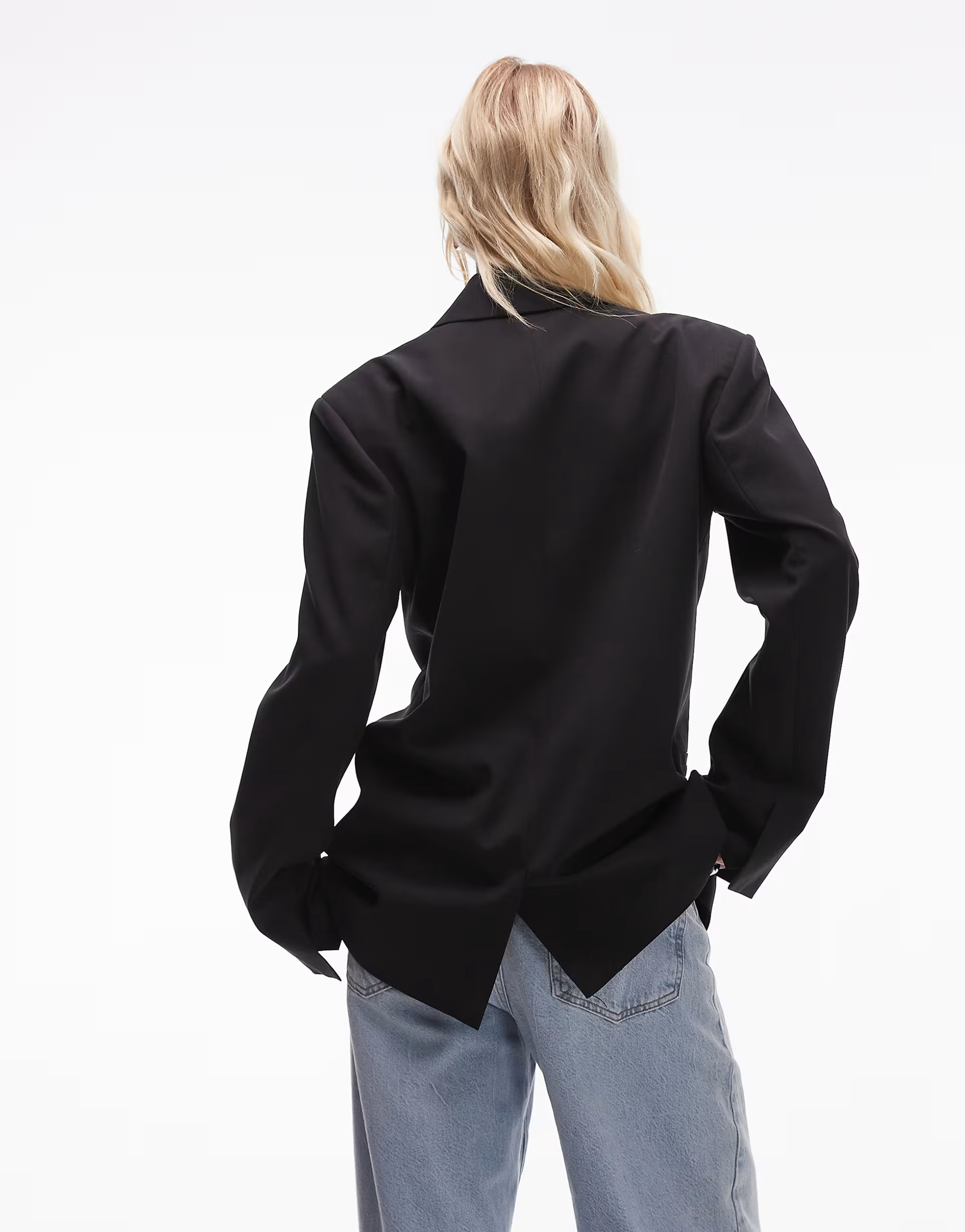 Topshop oversized double breasted blazer in black | ASOS (Global)