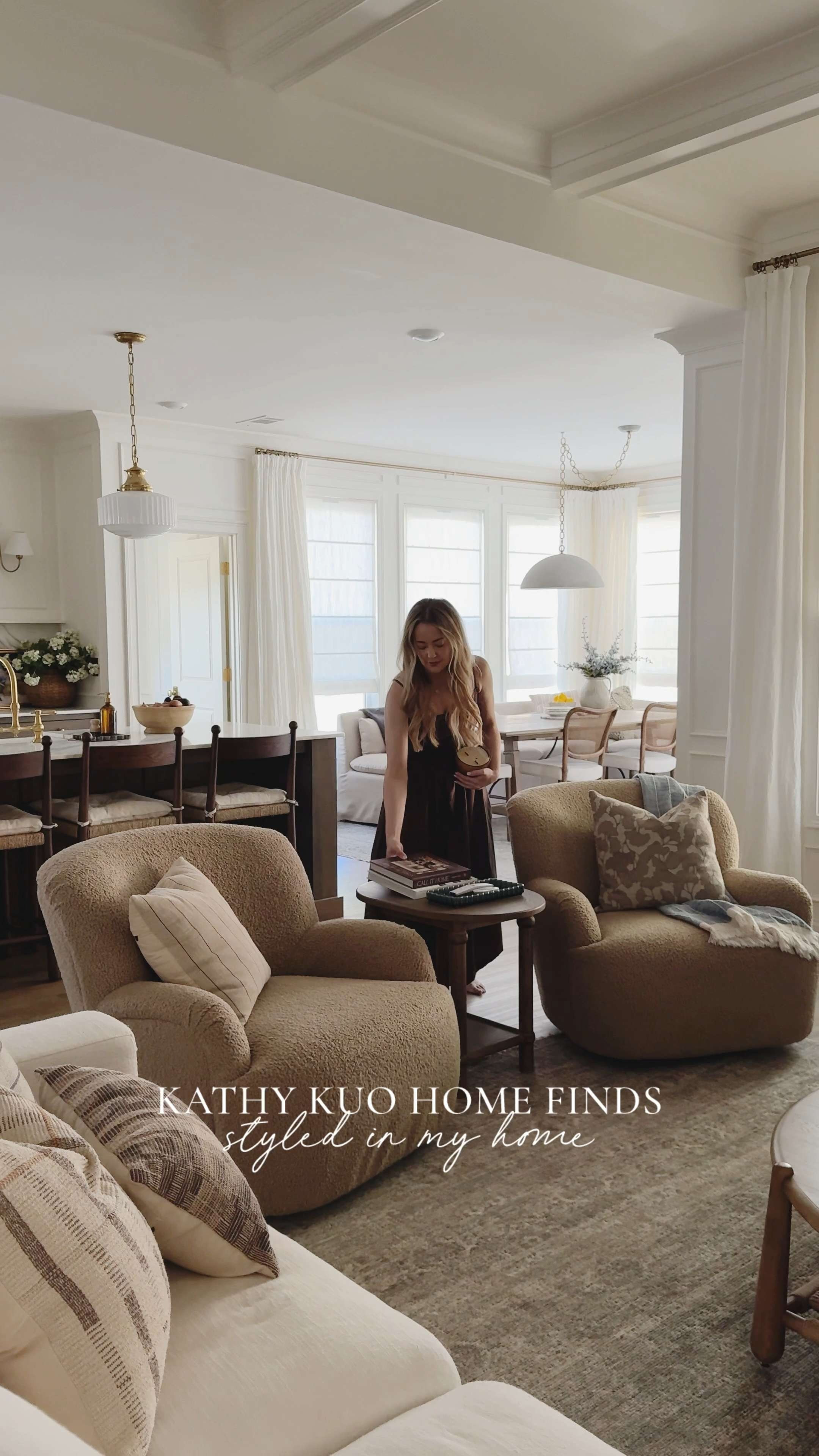 #AD Styled a few of my favorite @kathykuohome finds throughout our home — and some are included in the MDW sale!

Our cozy upholstered swivel chairs are currently on sale and easily one of the most loved pieces in our living room. I also have to mention the Bari Sideboard — such a stunning piece, but also incredibly practical for storing all of our everyday items. My office slipcovered rolling chair is included in the sale as well and would be so pretty used in a dining room too. #kathykuohome #lovewhereyoulive