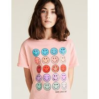 Organic Pure Cotton Smile T-shirt (6-14 Yrs) pink | Marks & Spencer IE