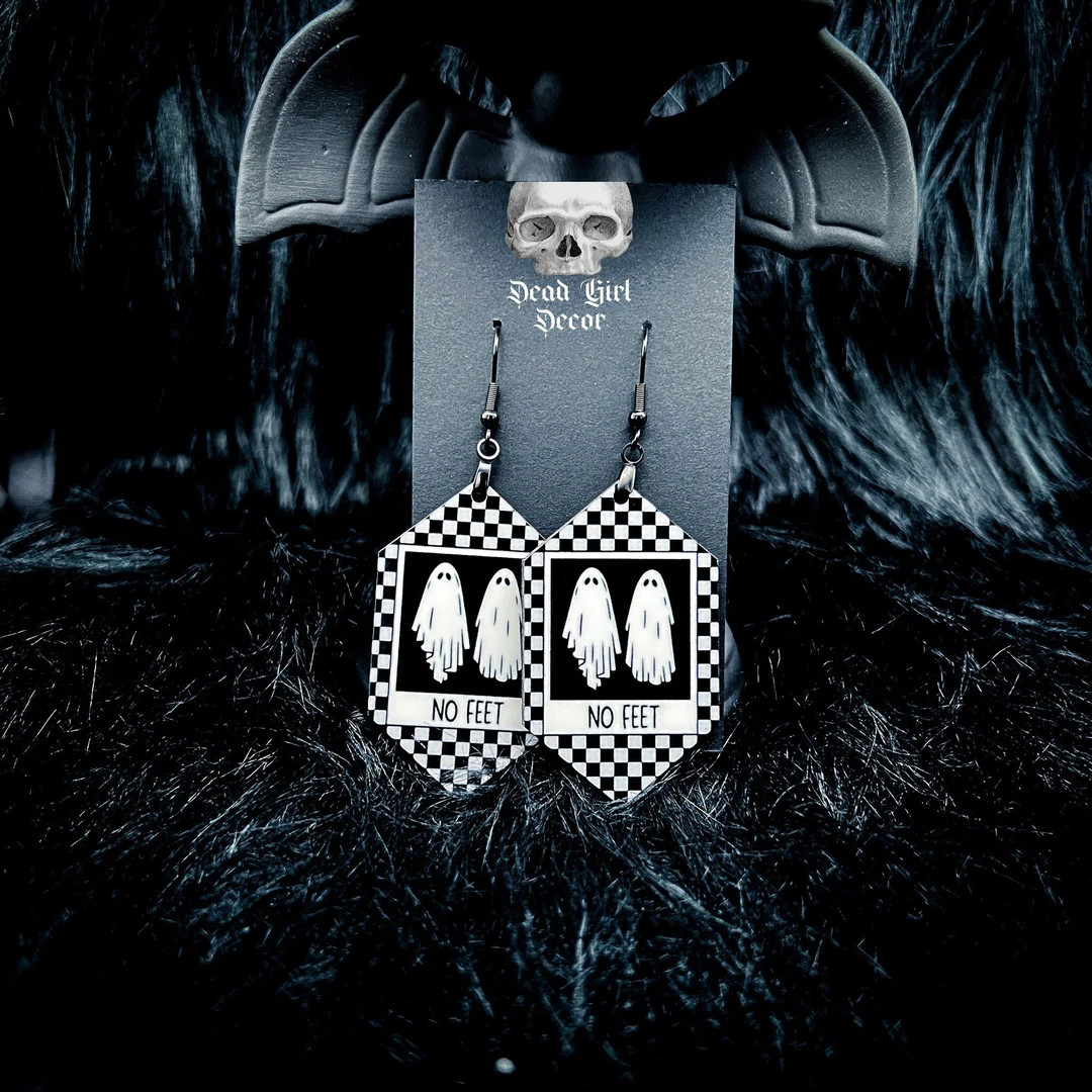 Beetlejuice Inspired Ghost Hexagon Earrings No Feet - Etsy | Etsy (US)
