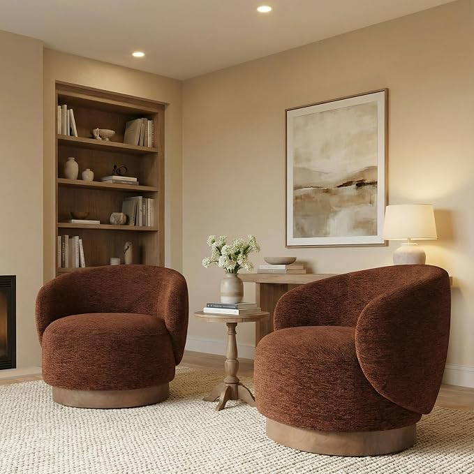 KISLOT Swivel Accent Chair Modern Round Barrel Armchair with Upholstered Performance Fabric for L... | Amazon (US)