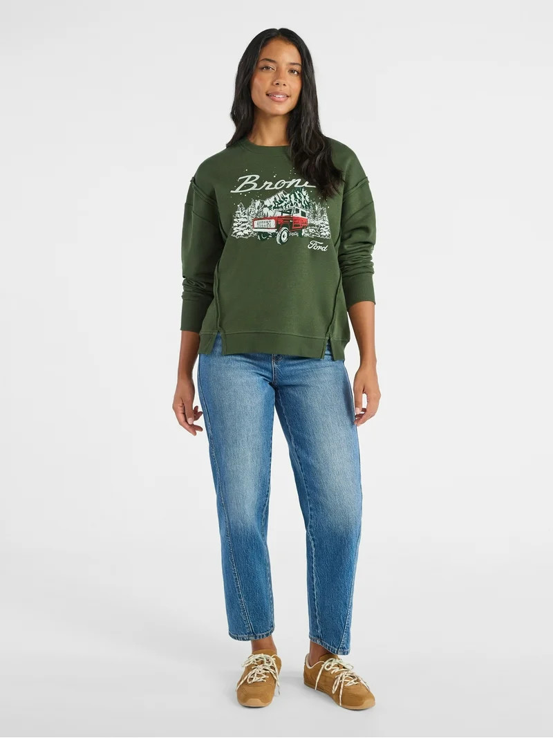 Time and Tru Women's Bronco Wonderland Graphic Sweatshirt with Long Sleeves, Sizes XS-XXXL | Walmart (US)
