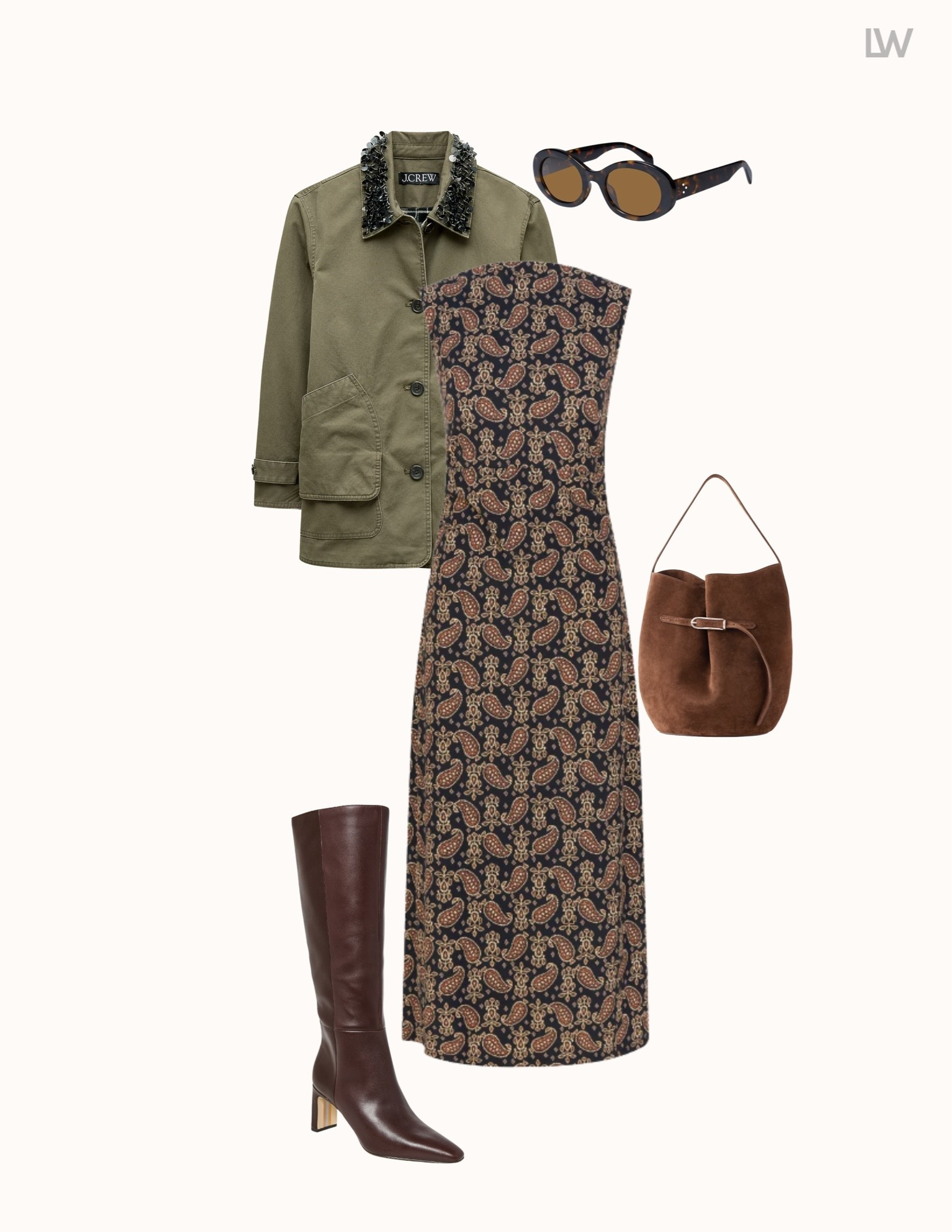 Fall capsule outfit! I wear S in dress and S or M in jacket depending on how you want it to fit.
