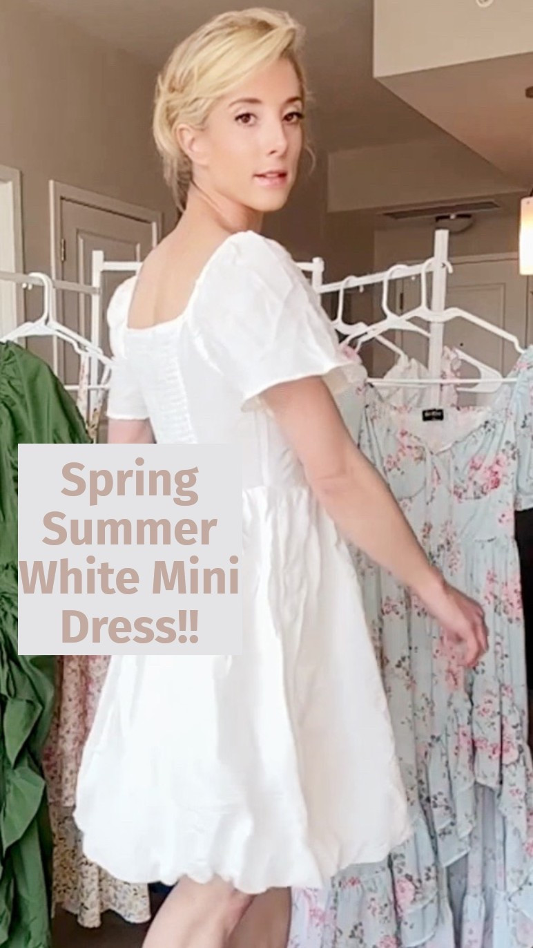 Summer white mini or knee length dress depending on your height. I’m 5’3 and it hits right above the knee  

#LTKSaleAlert #LTKFindsUnder50 #LTKStyleTip