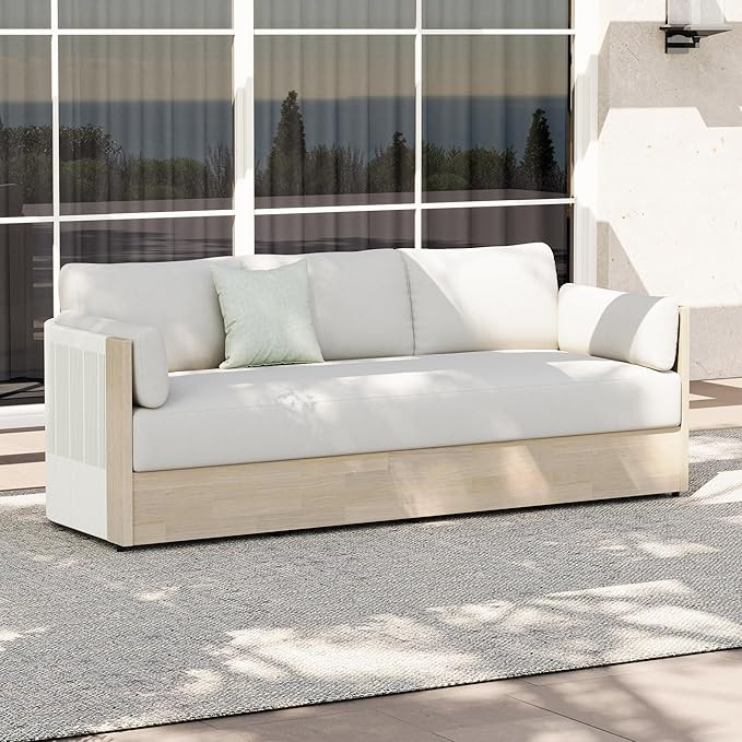 CHITA Acacia Outdoor 3-Seater Sofa, Patio Furniture with 7.3in Thick High-Resilient Cushions & Ac... | Amazon (US)