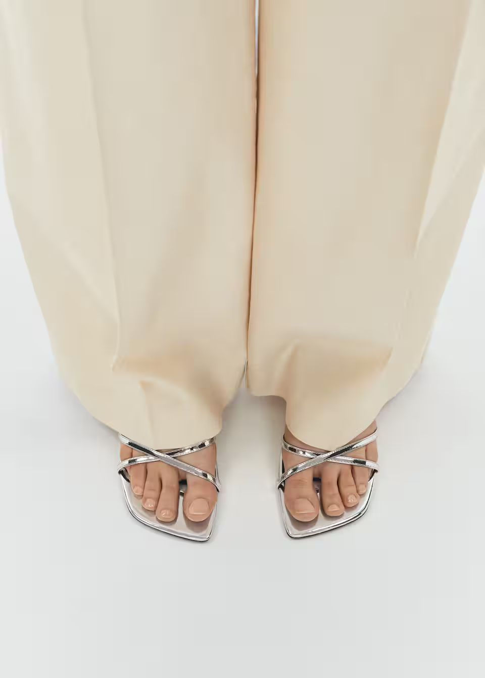 Metallic strap sandals -  Women | Mango USA | MANGO (US)