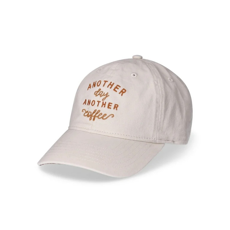 Time and Tru Women's Cotton Twill Another Day Another Coffee Baseball Hat, Almond - Walmart.com | Walmart (US)