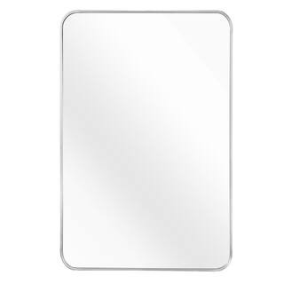 24 in. W x 32 in. H Rectangular Aluminium Alloy Framed Wall Bathroom Vanity Mirror in Silver L-49... | The Home Depot