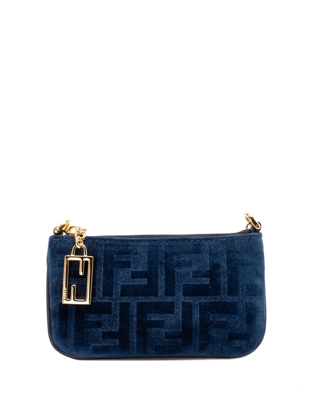 fendi `ff` denim mini flat pouch available on Spinnaker - 58314 | Spinnaker Boutique