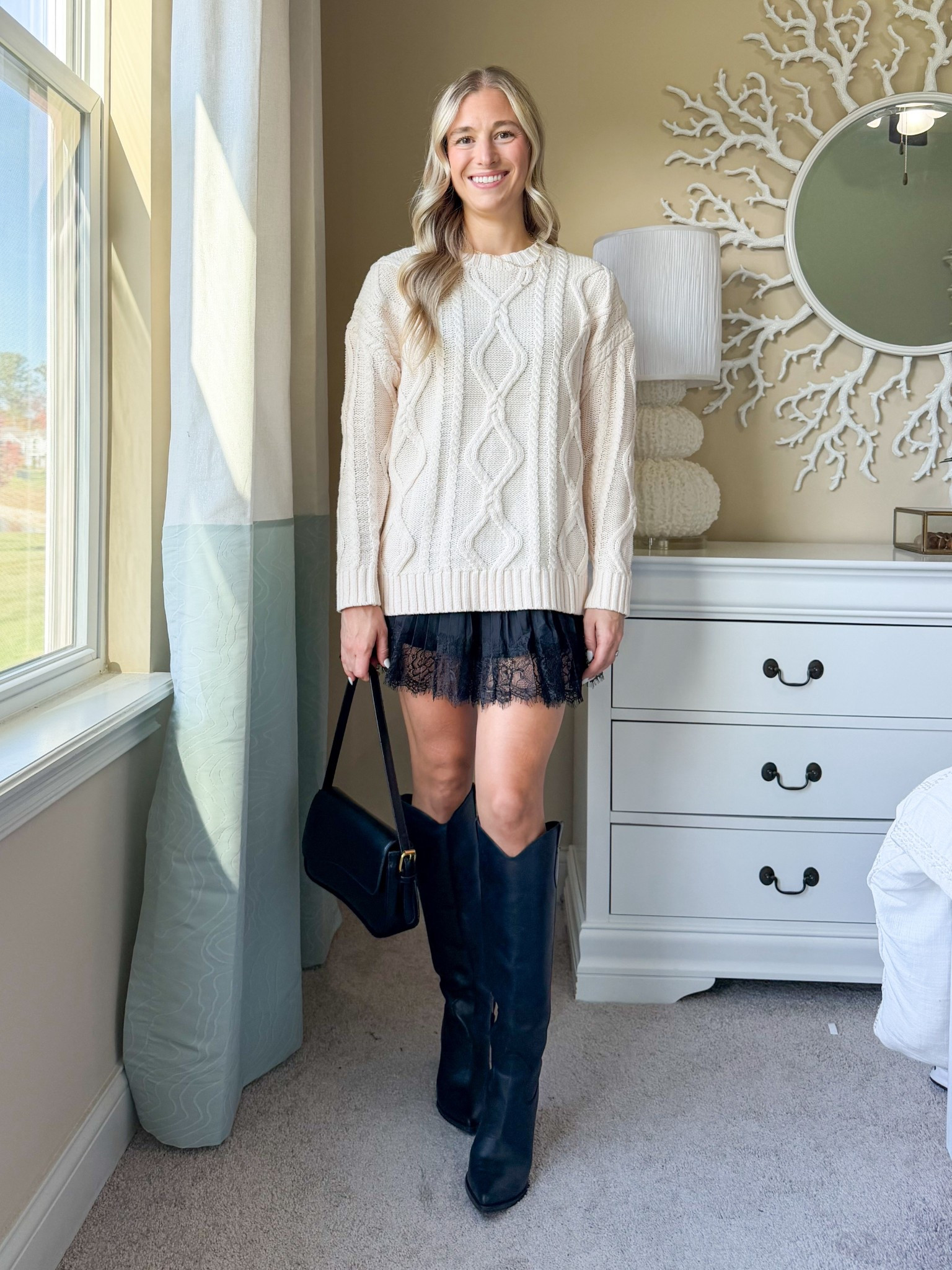 This trending lace skort been a BEST SELLER for a good reason! Pair it with an oversized sweater and boots and you’re good to go! 🥰Wearing a small TTS! 

Trending lace skirt. Lace skort outfit. Fall outfit idea. Thanksgiving outfit inspo. Sweater and skort outfit. Knee high boots outfit. Fall family photo outfit. Cozy fall style. Cute fall outfit. Neutral fall outfit. Trending fall outfit. Sweater weather outfit. Holiday outfit inspo. Lace skort and sweater. Fall skirt outfit idea. Thanksgiving style inspo. Autumn outfit vibes. Fall fashion trend. Skort and boots look. Chic fall outfit. Comfy and cute outfit. Fall boots. Western boots. Sweater outfit. Oversized sweater. Fall ootd. Thanksgiving outfit idea 

#LTKFindsUnder50 #LTKShoeCrush #LTKStyleTip