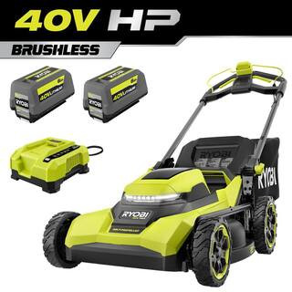 RYOBI 40V HP Brushless 21 in. Cordless Battery Walk Behind Self-Propelled Lawn Mower with (2) 6.0... | The Home Depot