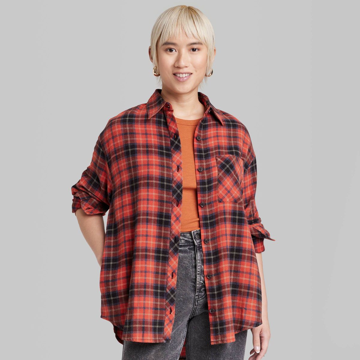 Women's Oversized Button-Down Flannel Shirt - Wild Fable™ | Target