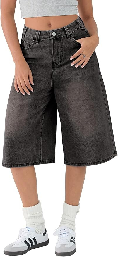 EMMIOL Women Jean Jorts Baggy Loose Fit Jean Shorts 2025 Summer Trendy Wide Leg Long Denim Shorts... | Amazon (US)